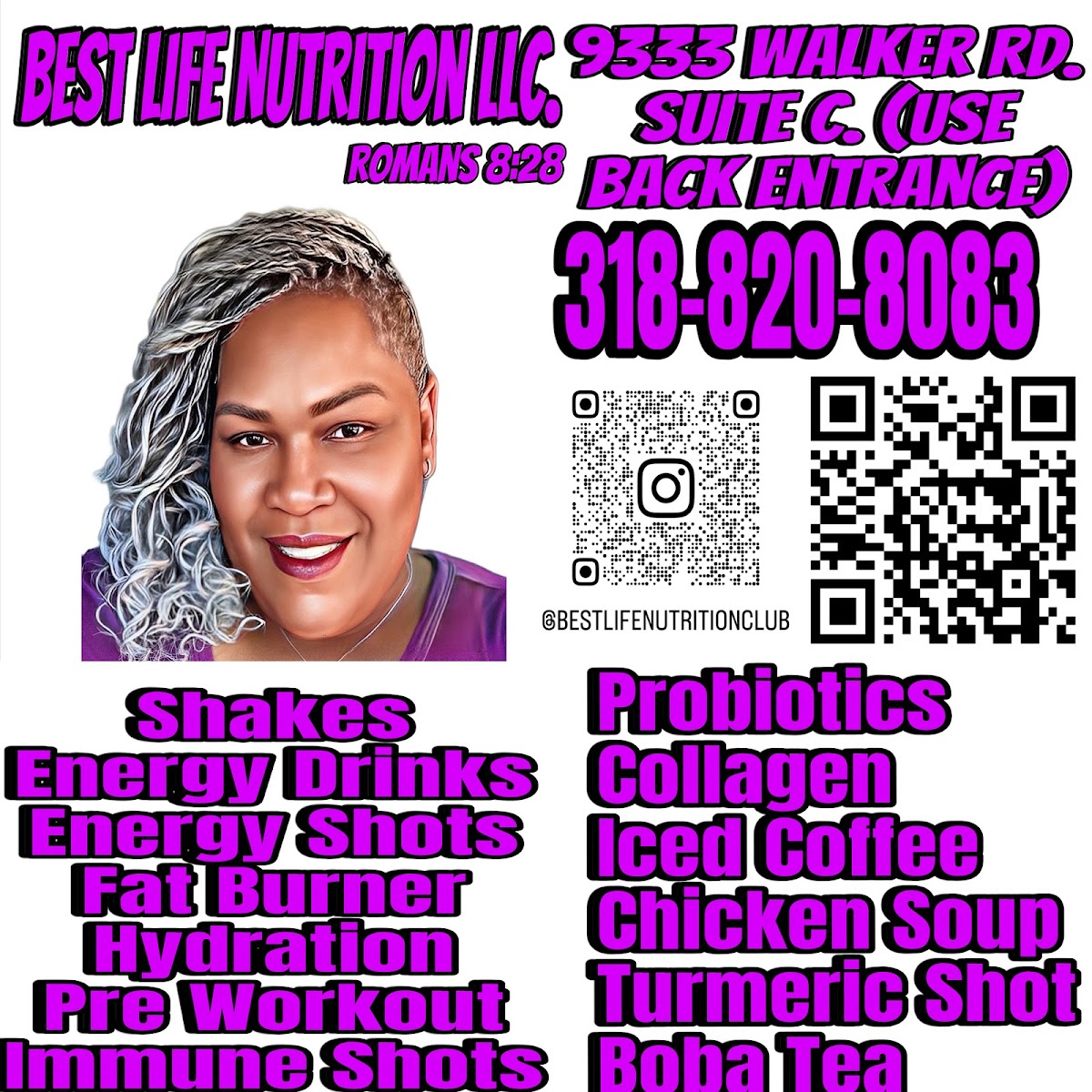 Best Life Nutrition LLC menu board