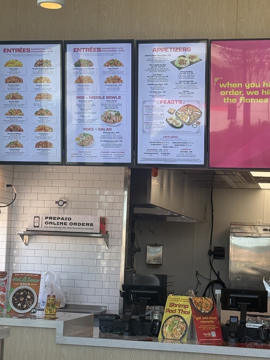 Pei Wei Asian Kitchen menu board