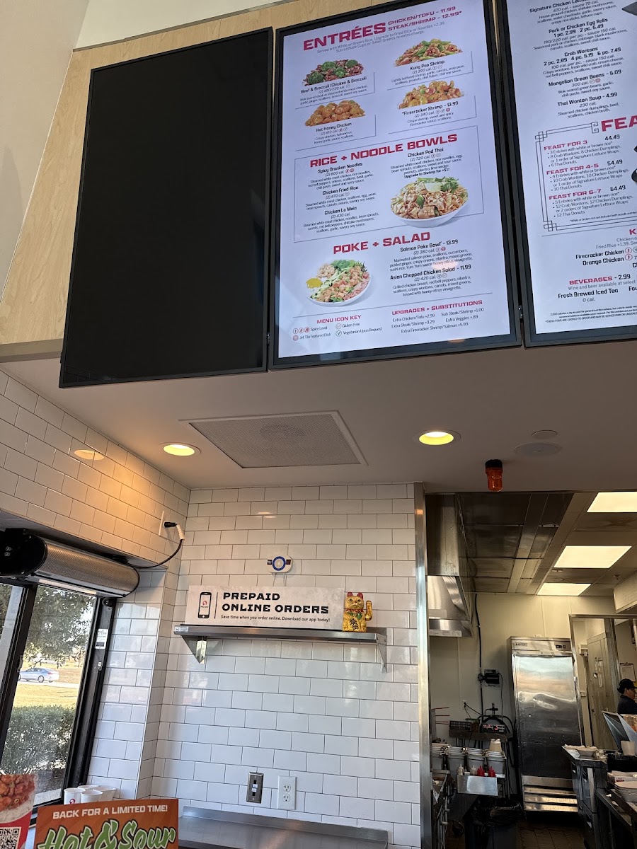Pei Wei Asian Kitchen menu board