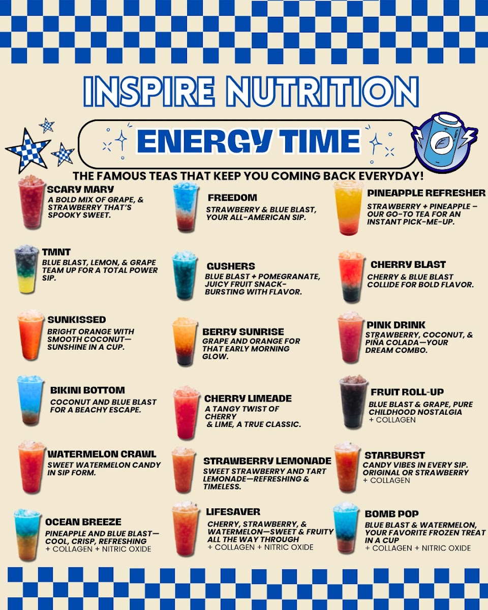 Inspire Nutrition menu board