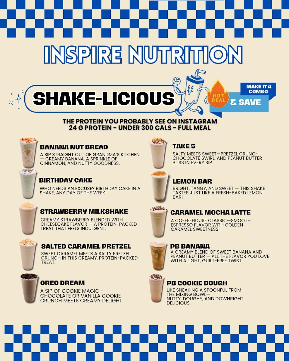 Inspire Nutrition menu board