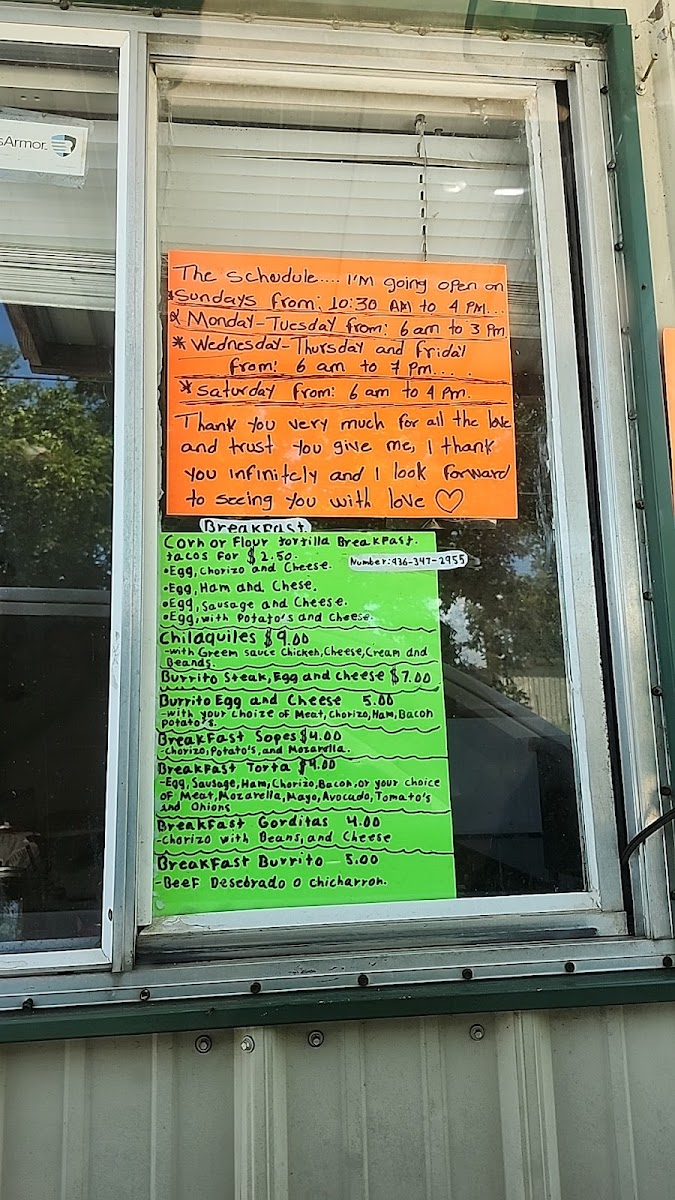 Tacos Ely 2020 menu board