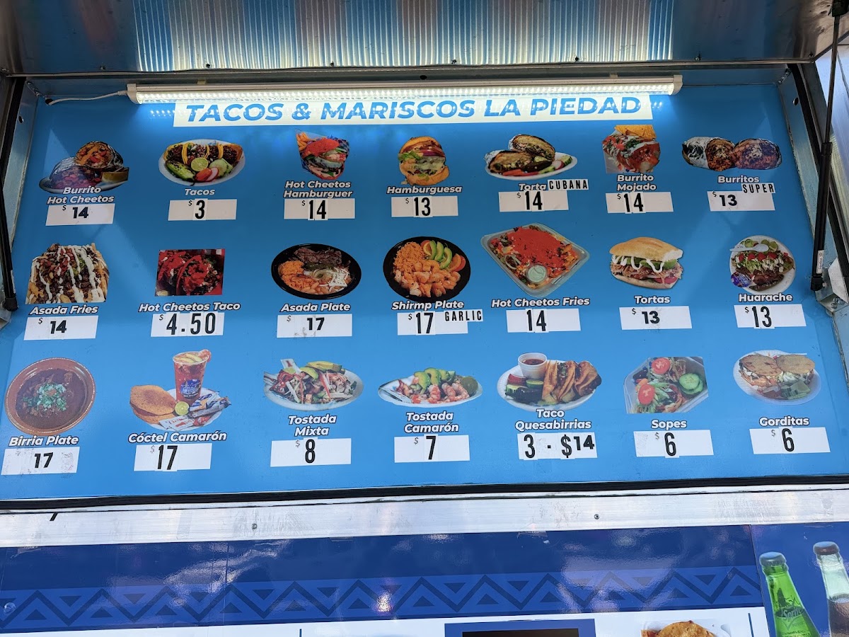 LA PIEDAD TACO TRUCK menu board