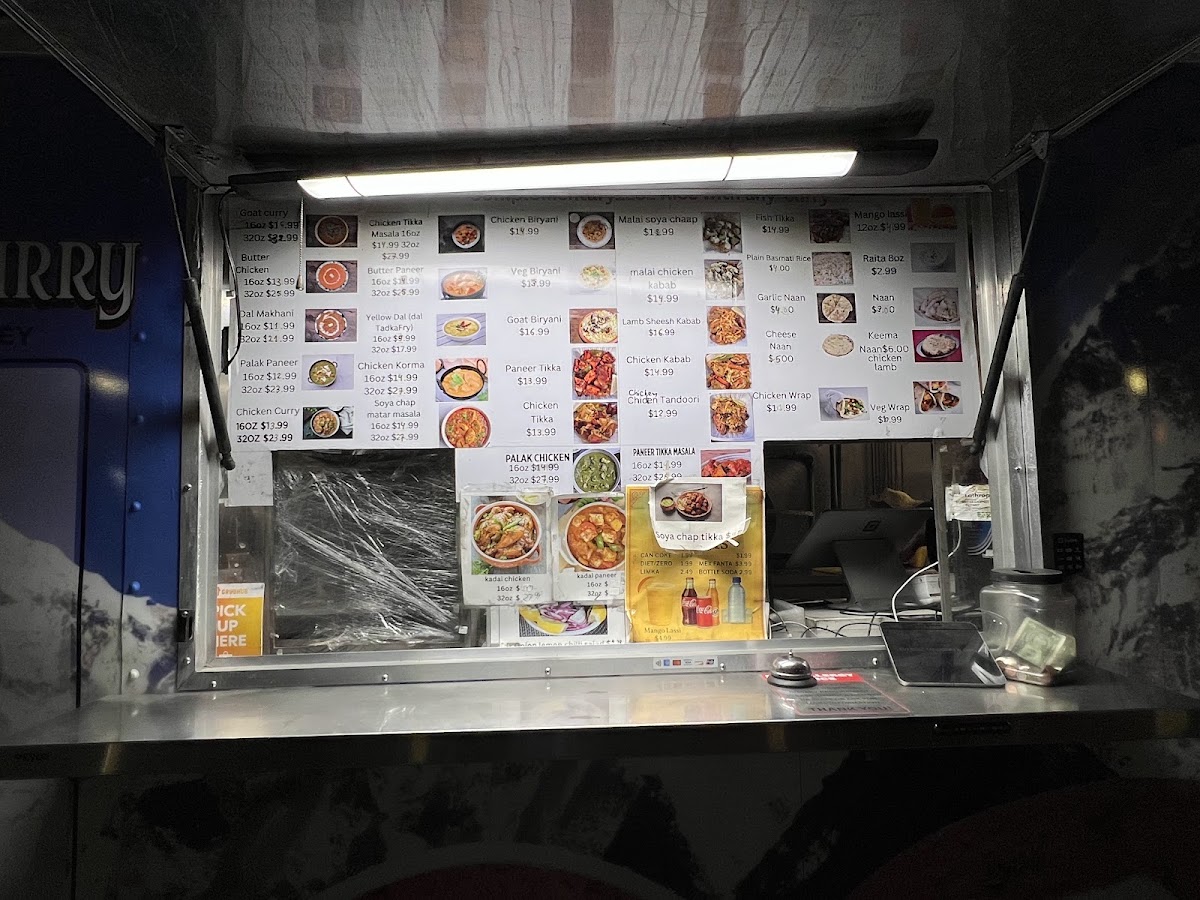 Everest Tandoori & Curry'Best Indian Food In Lathorp' menu board