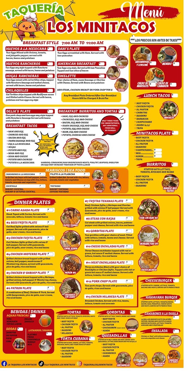La Taqueria Los MiniTacos menu board