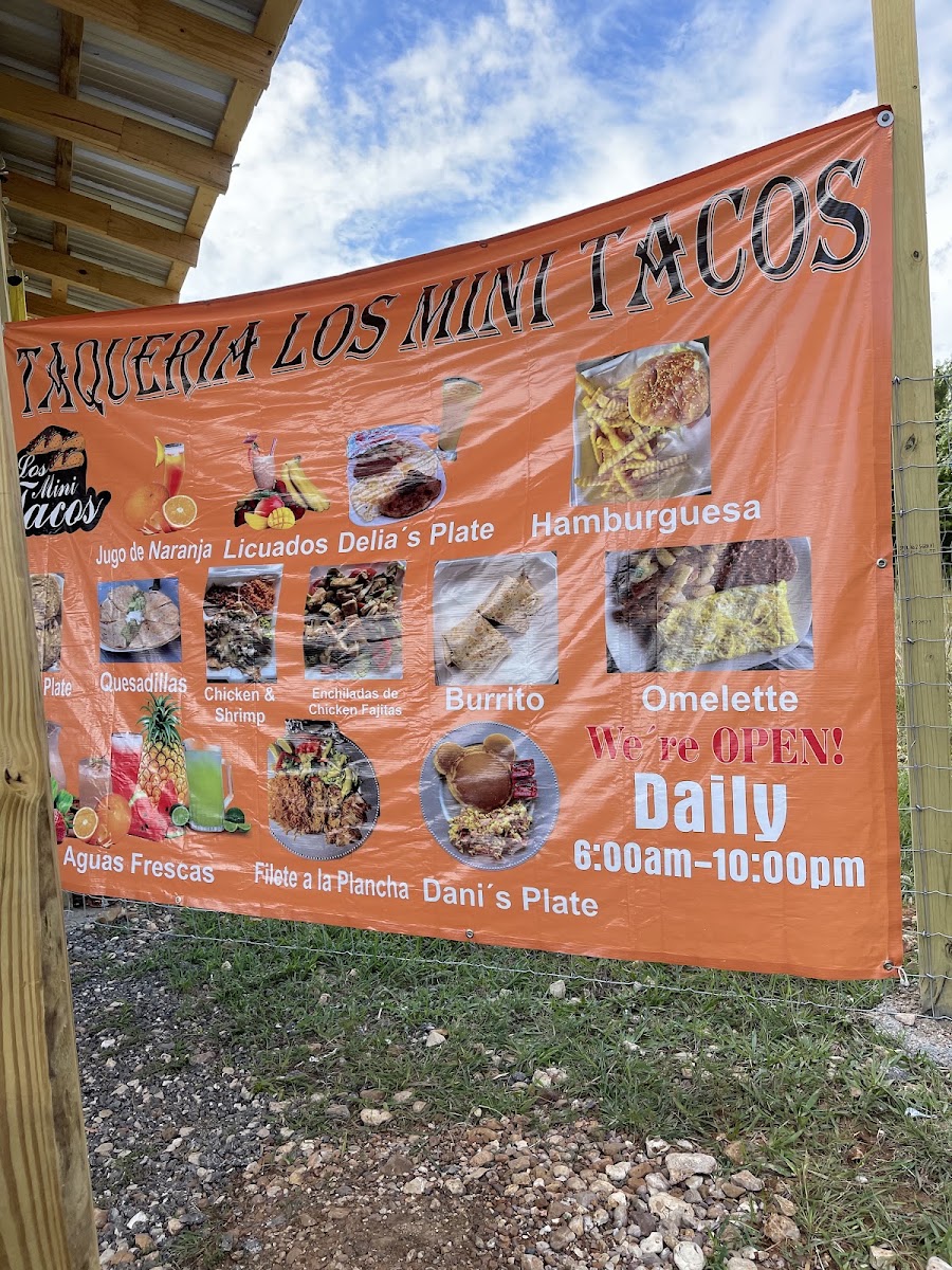 La Taqueria Los MiniTacos menu board