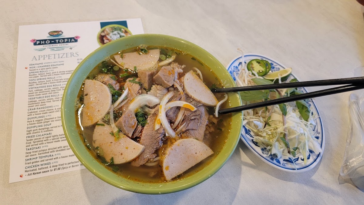 Pho-Topia menu board