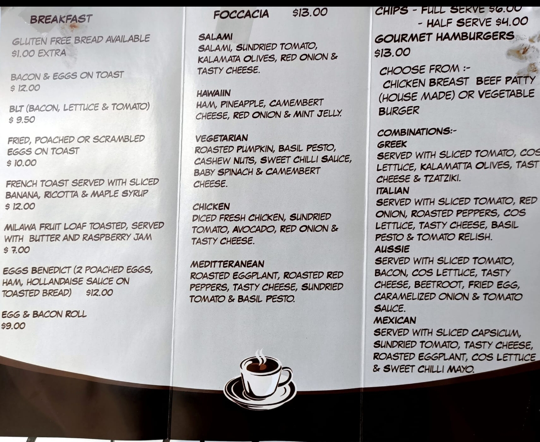 Flagpole cafe menu board