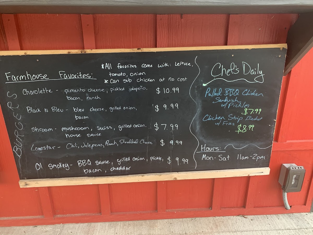 The Farmhouse Grill Fresh And Delicious menu board