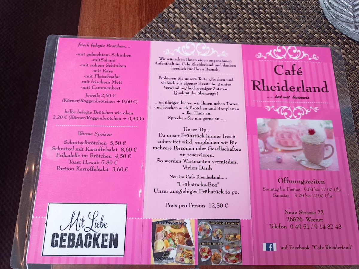 Café Rheiderland menu board