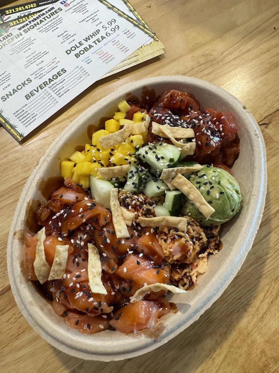 Poke Fin Viera menu board