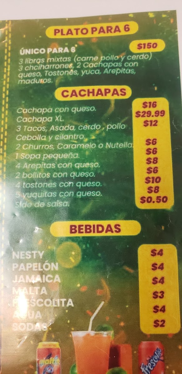 Mrs rosa restaurant- Venezuelan Food menu board