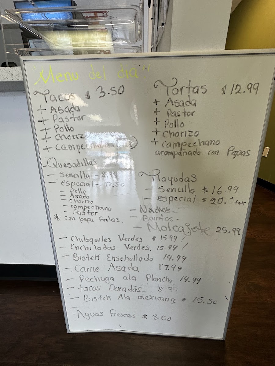 Mrs rosa restaurant- Venezuelan Food menu board