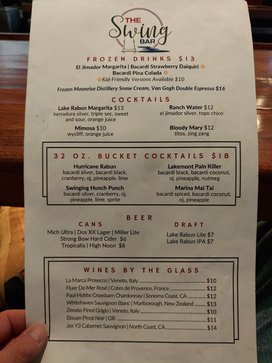 Max's Lakeside menu board