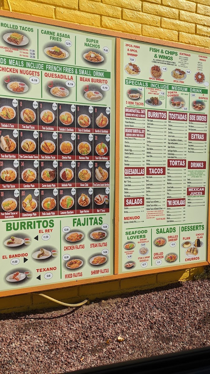 Federico's Mexican Food menu board