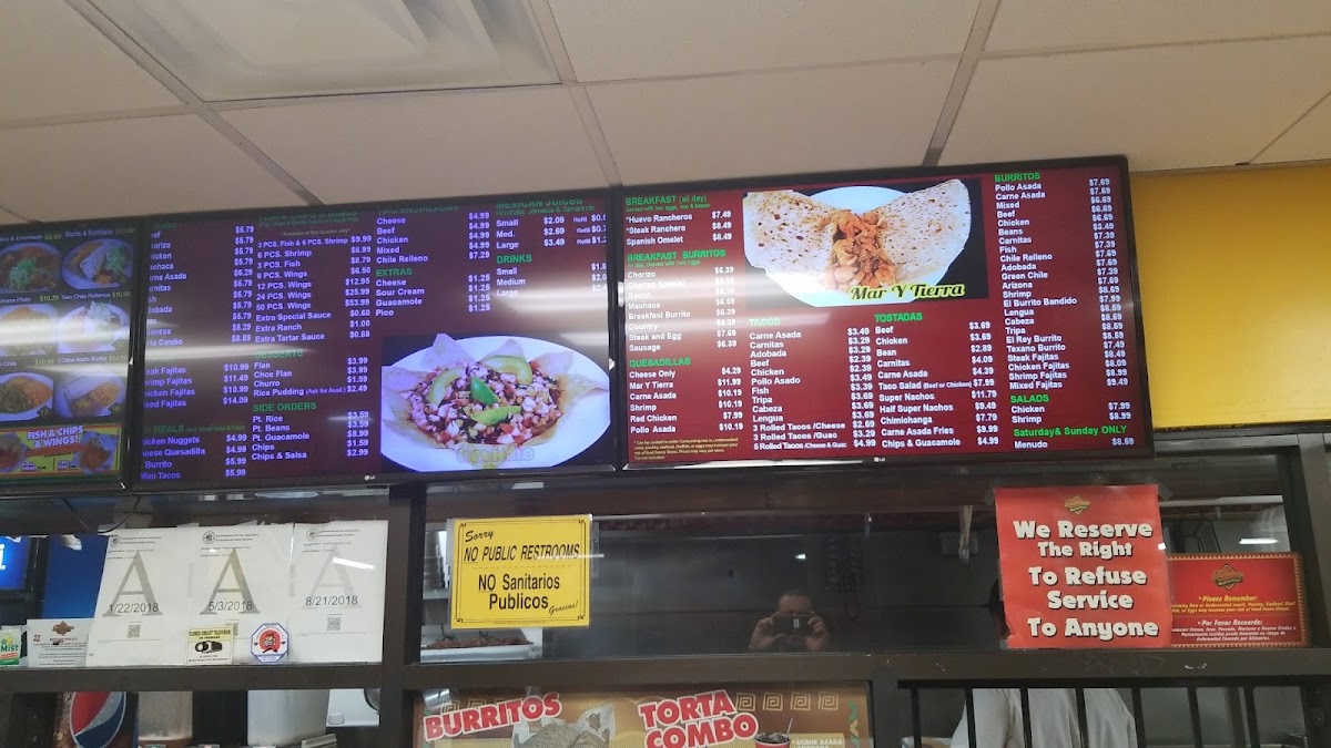 Federico's Mexican Food menu board