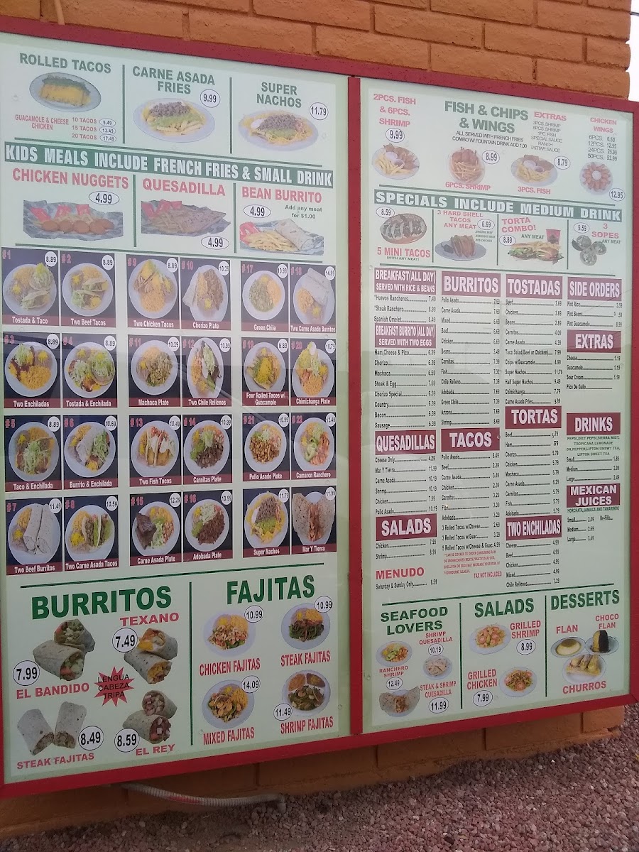 Federico's Mexican Food menu board