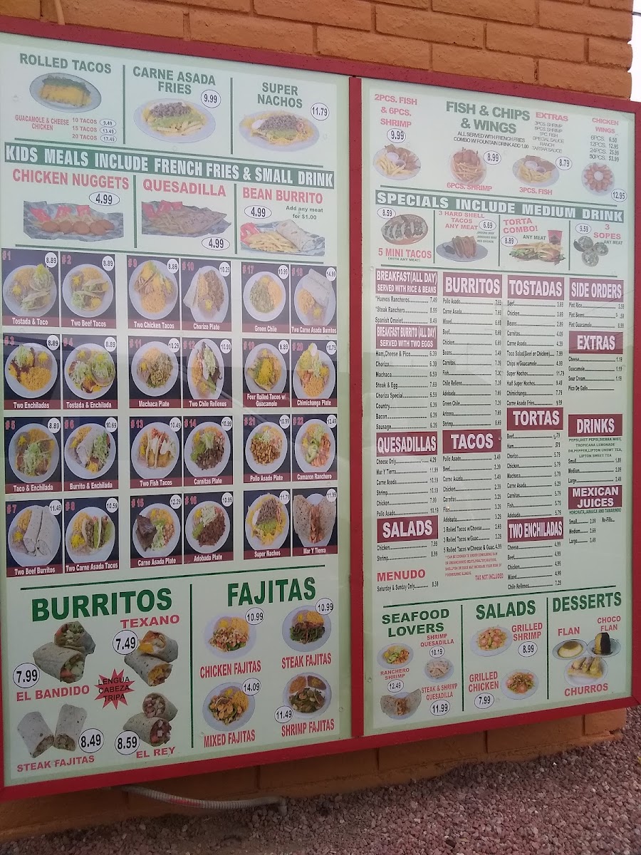 Federico's Mexican Food menu board