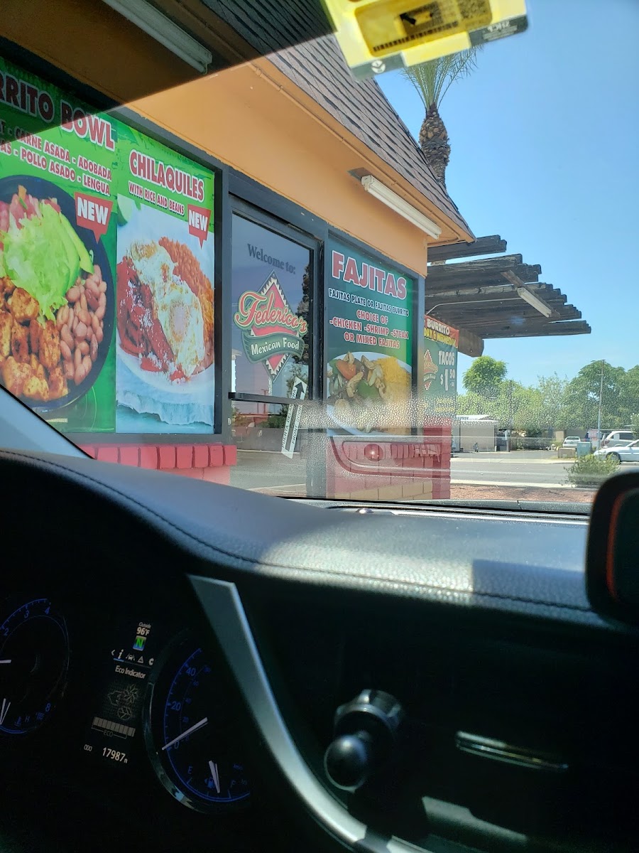 Federico's Mexican Food menu board