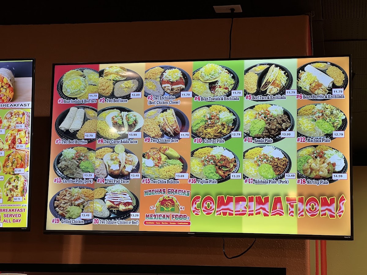 Muchas Gracias Mexican Food menu board