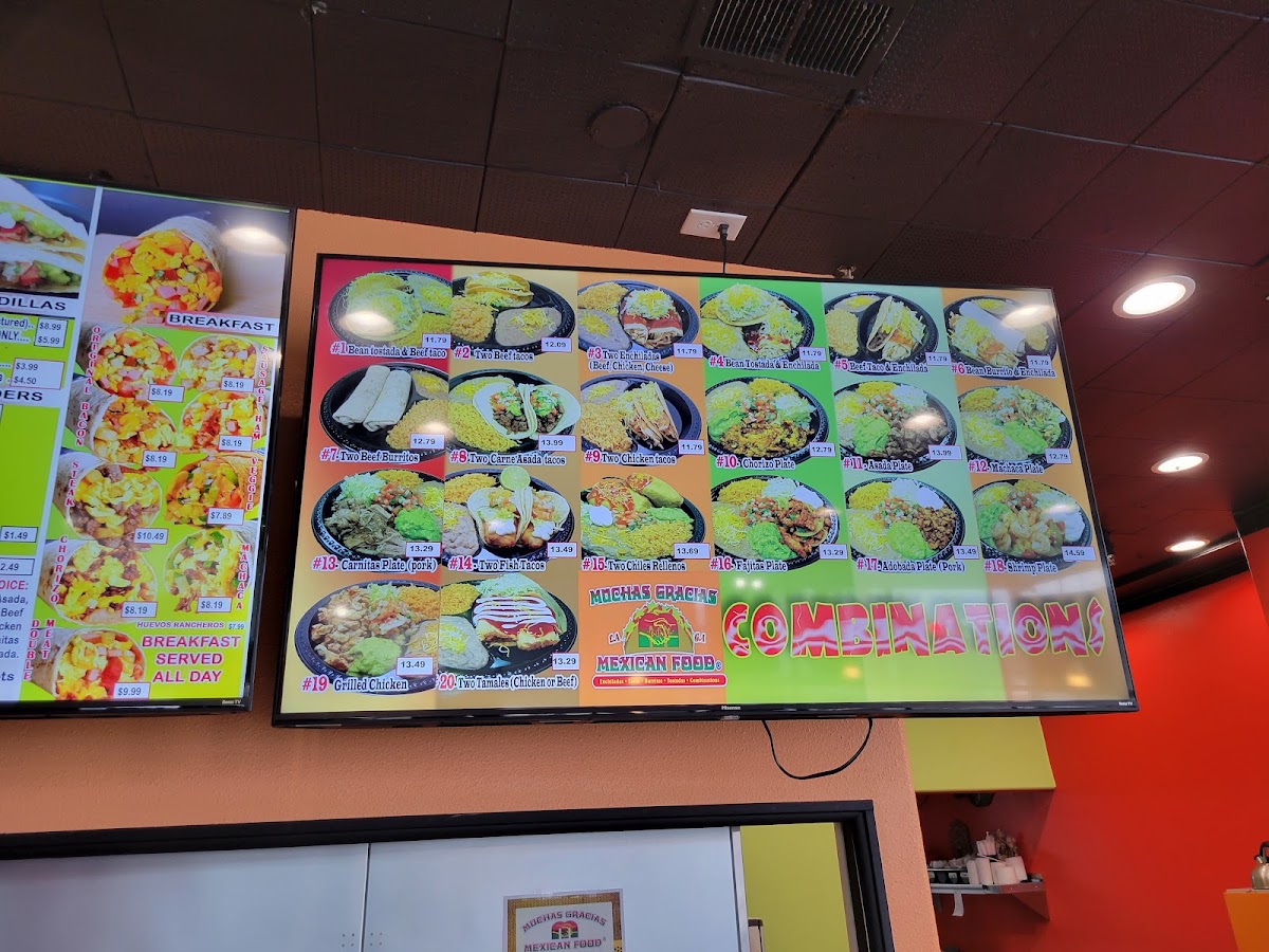 Muchas Gracias Mexican Food menu board