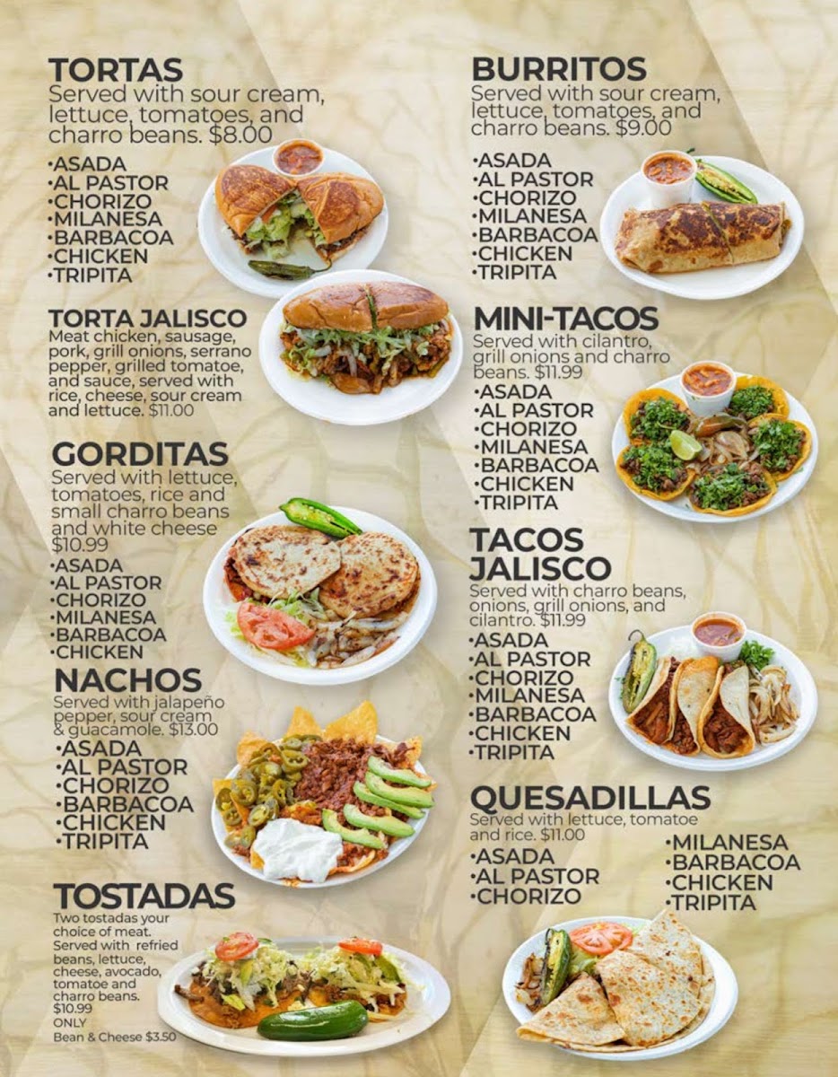 Tacos Jaliscos menu board