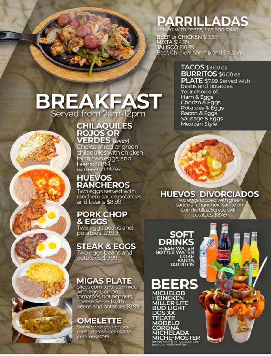 Tacos Jaliscos menu board