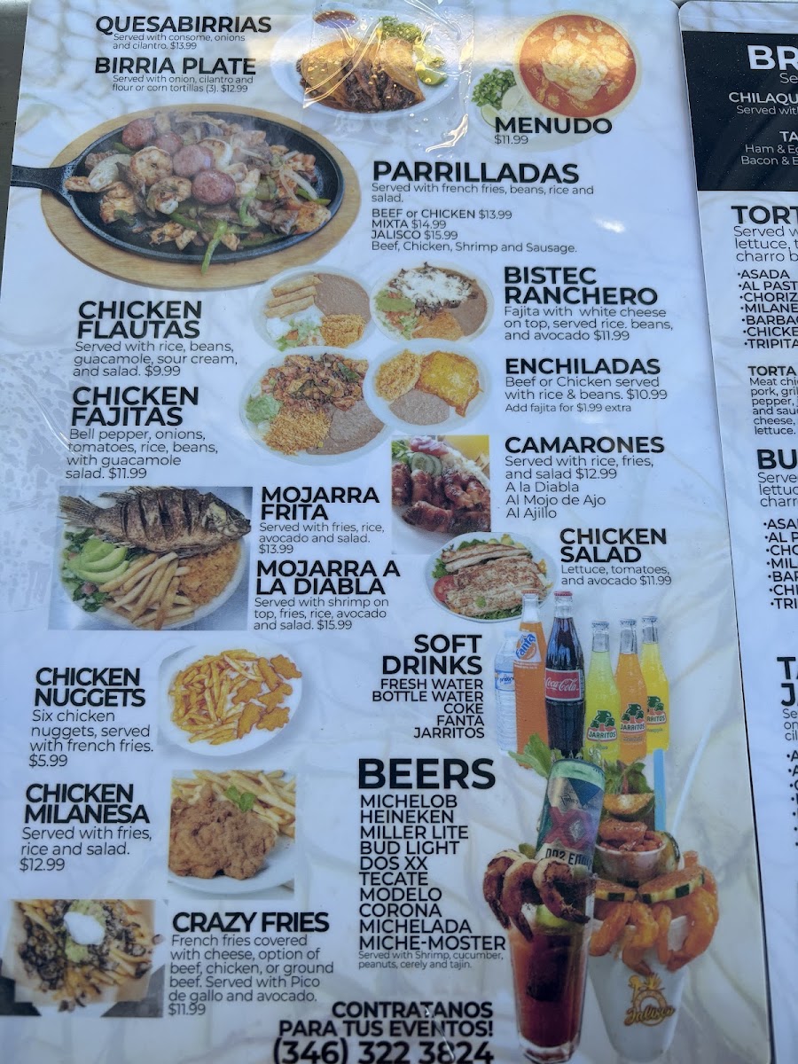 Tacos Jaliscos menu board