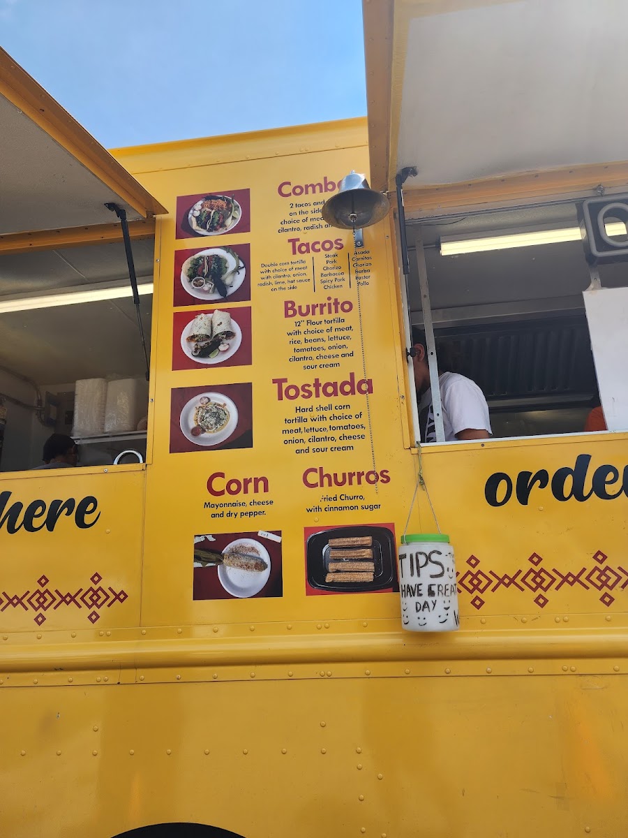 camilas taqueria menu board