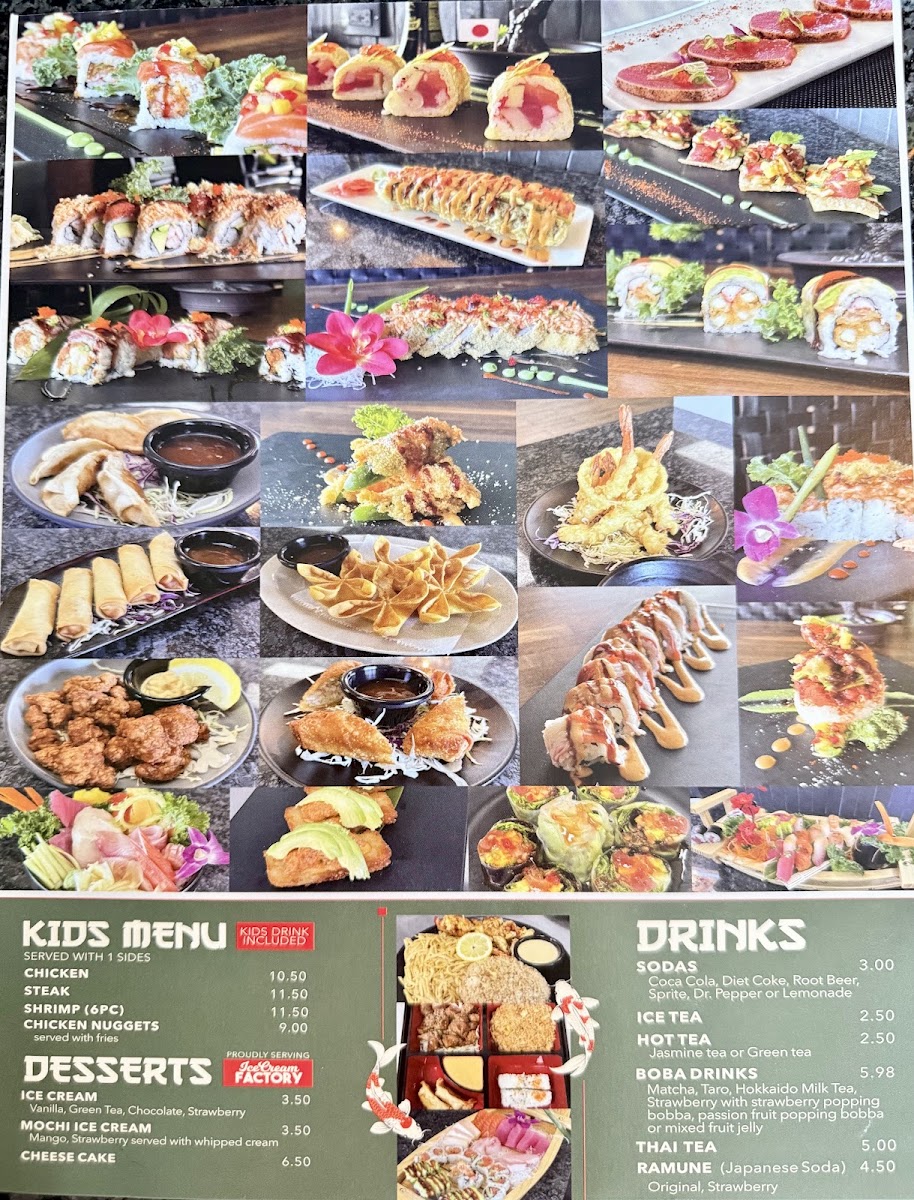 Takashi Hibachi & Sushi menu board