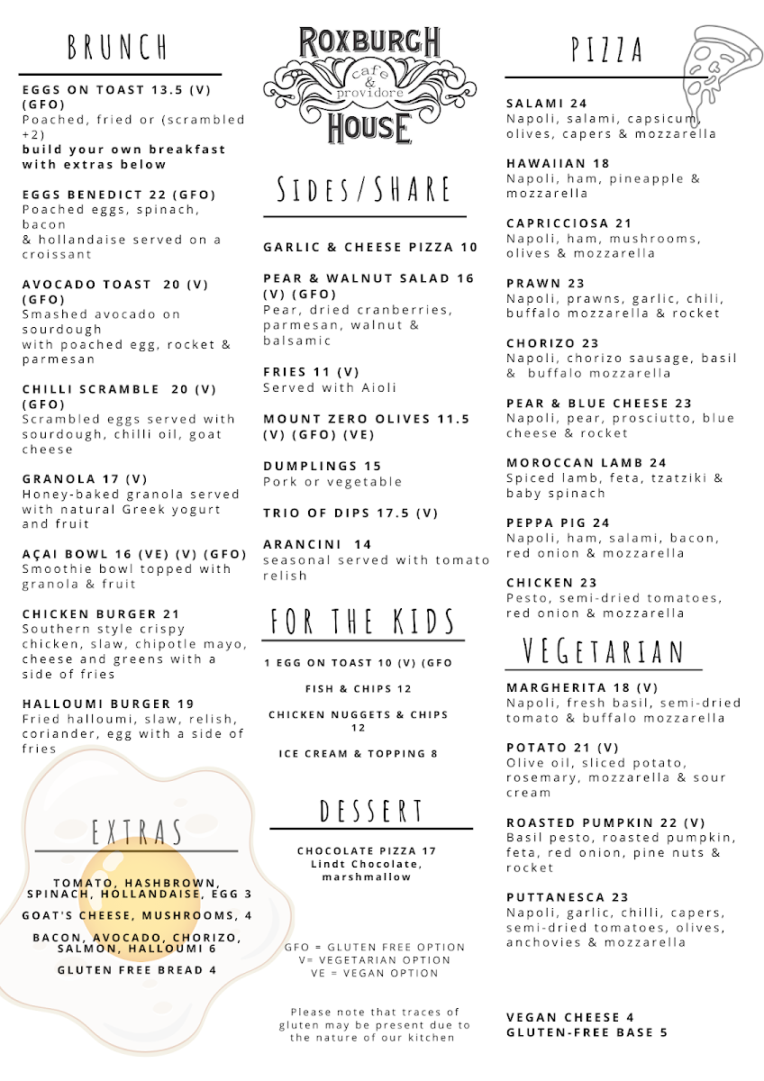 The Roxburgh menu board