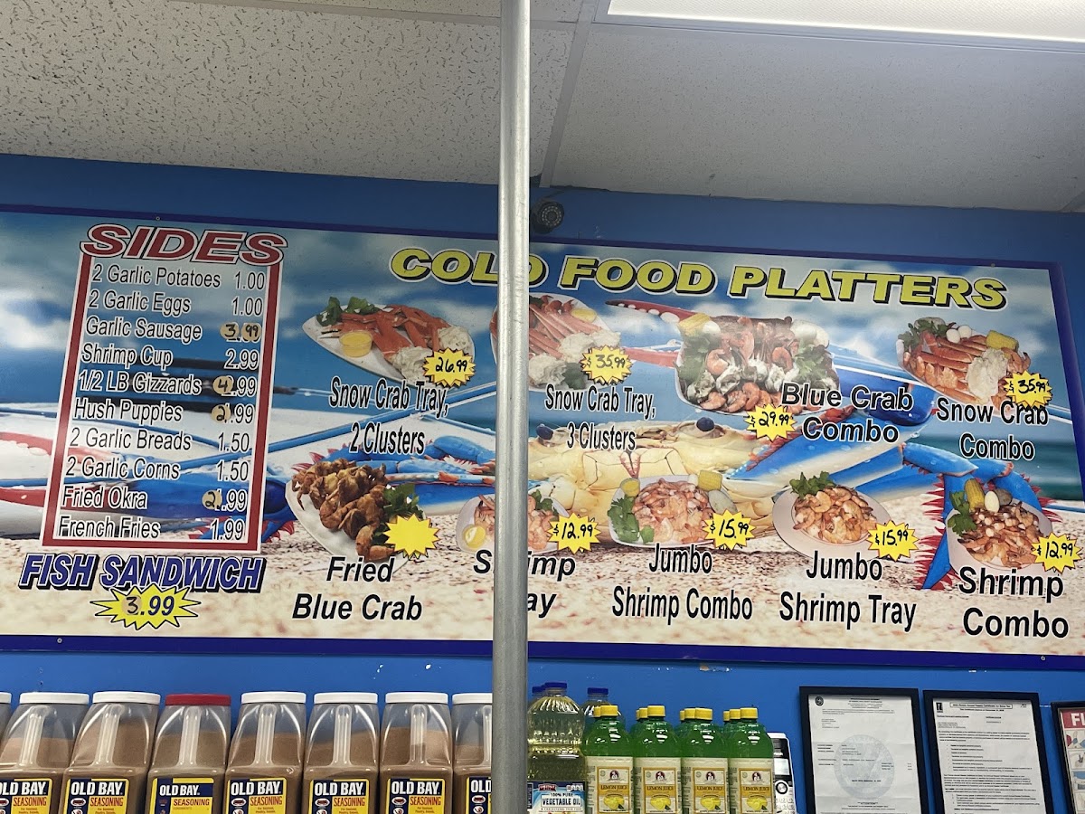 JJ's Crab House menu board