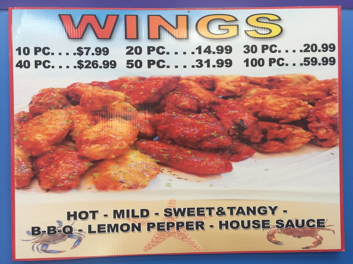 JJ's Crab House menu board