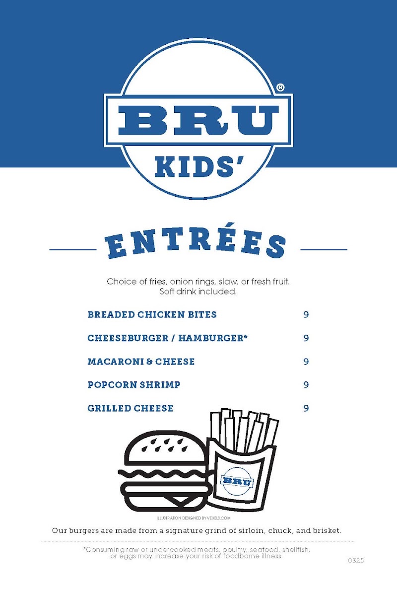 BRU Burger Bar Greenwood menu board