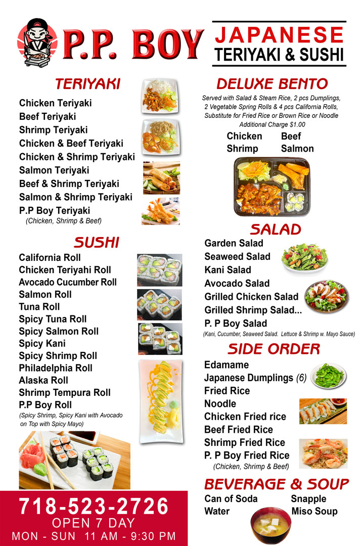 Pp Boy Japan menu board