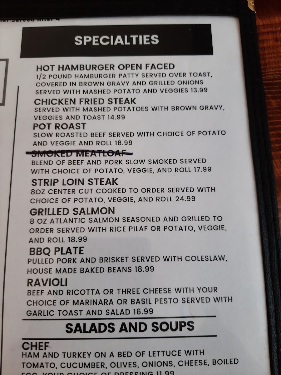 Roots 89 Roadhouse menu board