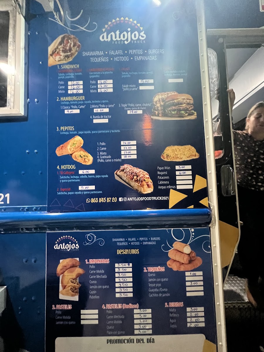 Antojos Food Truck menu board
