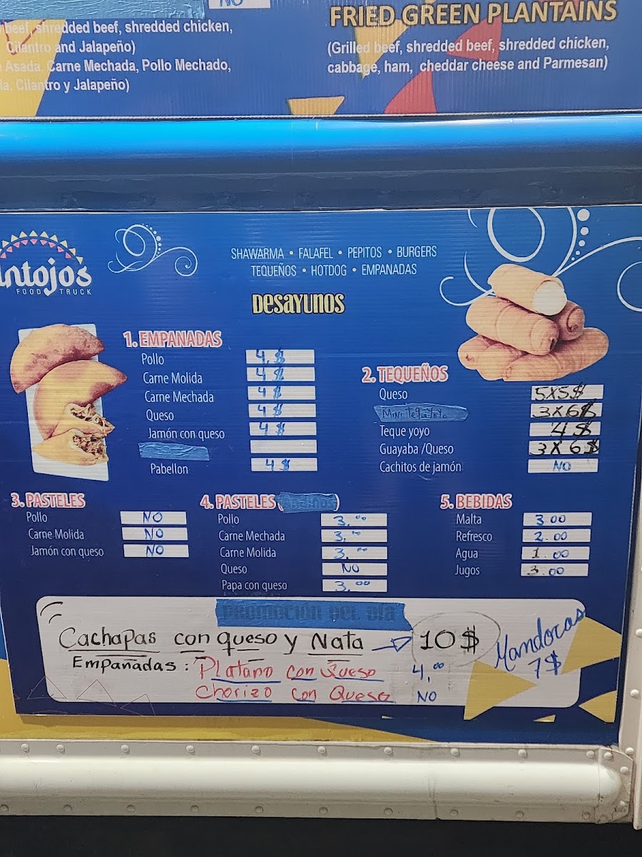 Antojos Food Truck menu board
