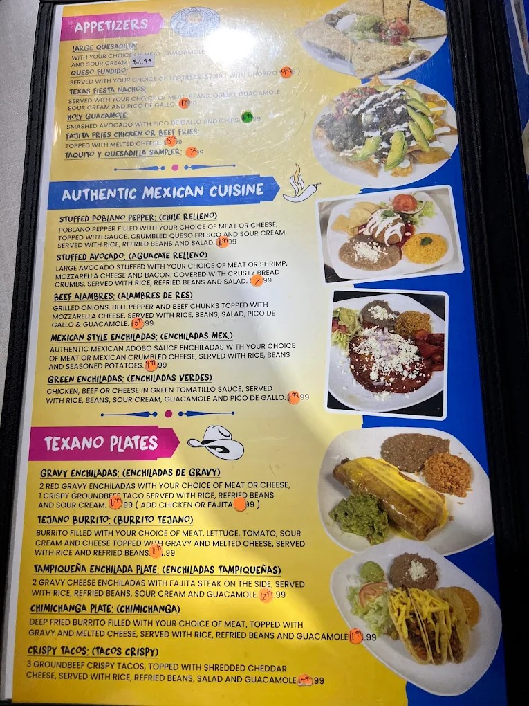La Flor de Jalisco Mexican Grill menu board