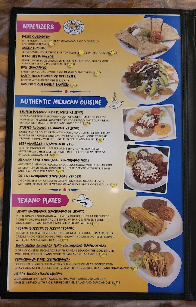 La Flor de Jalisco Mexican Grill menu board