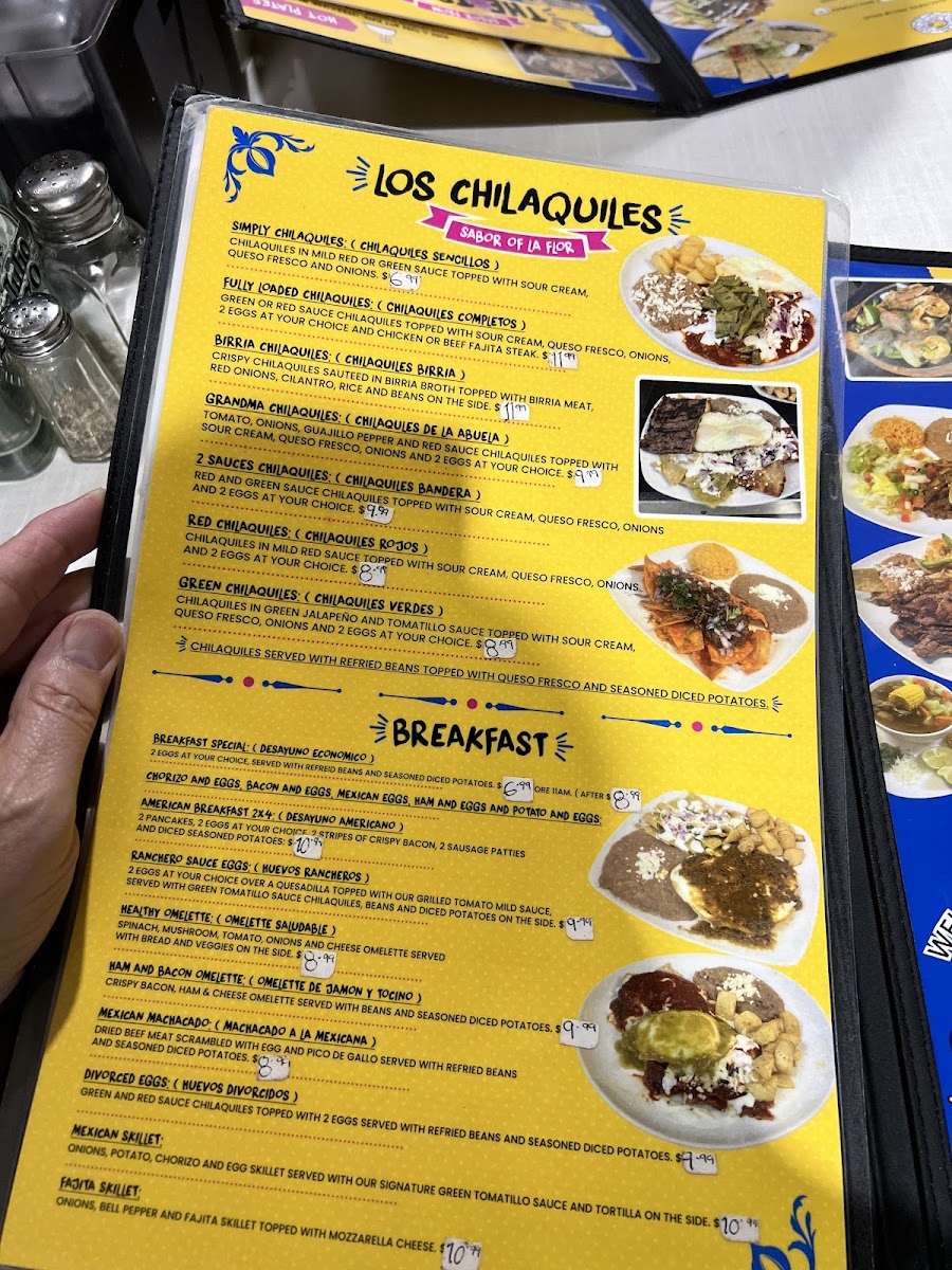 La Flor de Jalisco Mexican Grill menu board