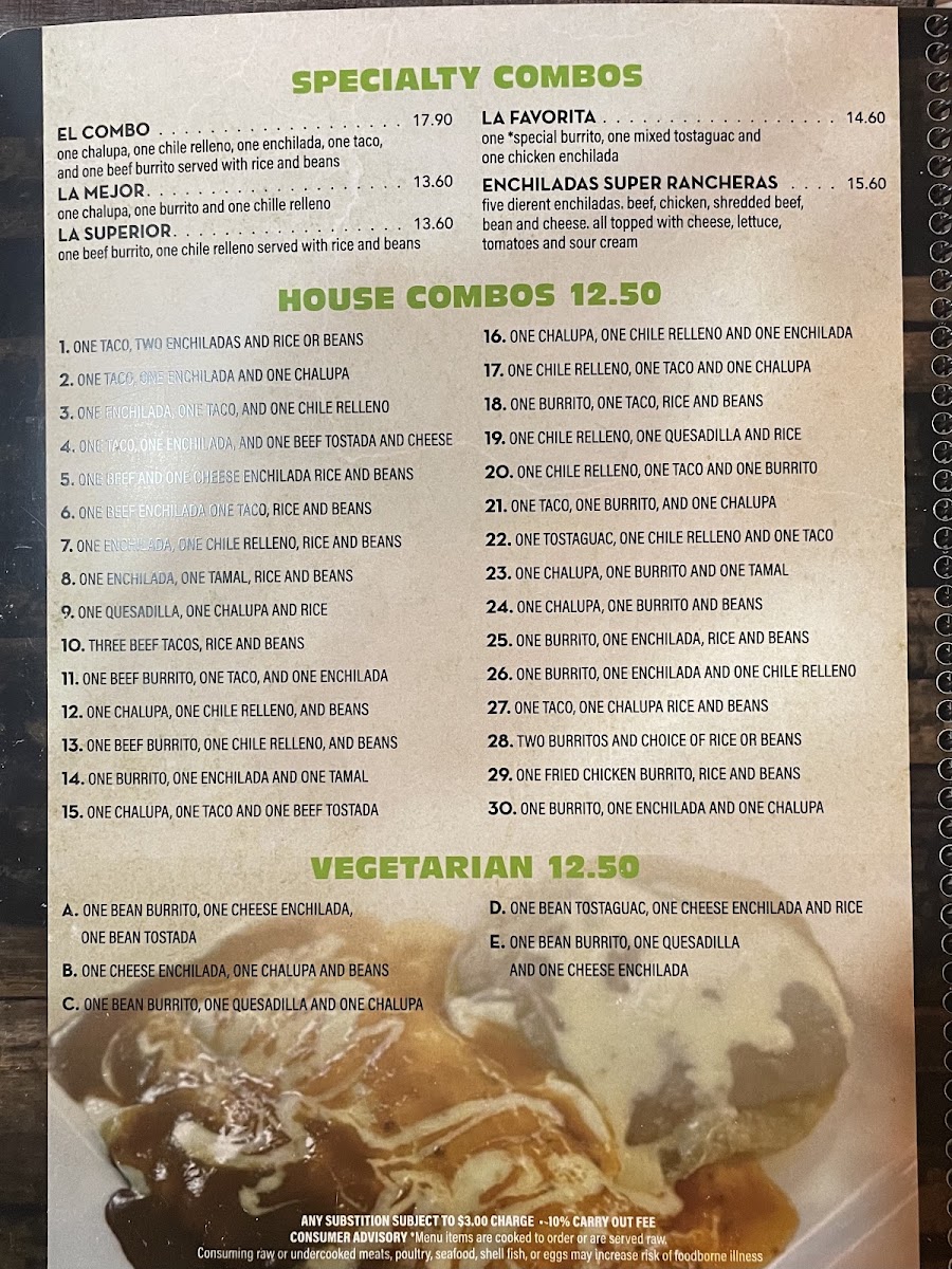 La Cienega Mexican Grill & Seafood menu board