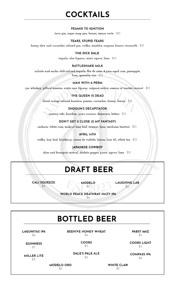 Harding On Main menu board