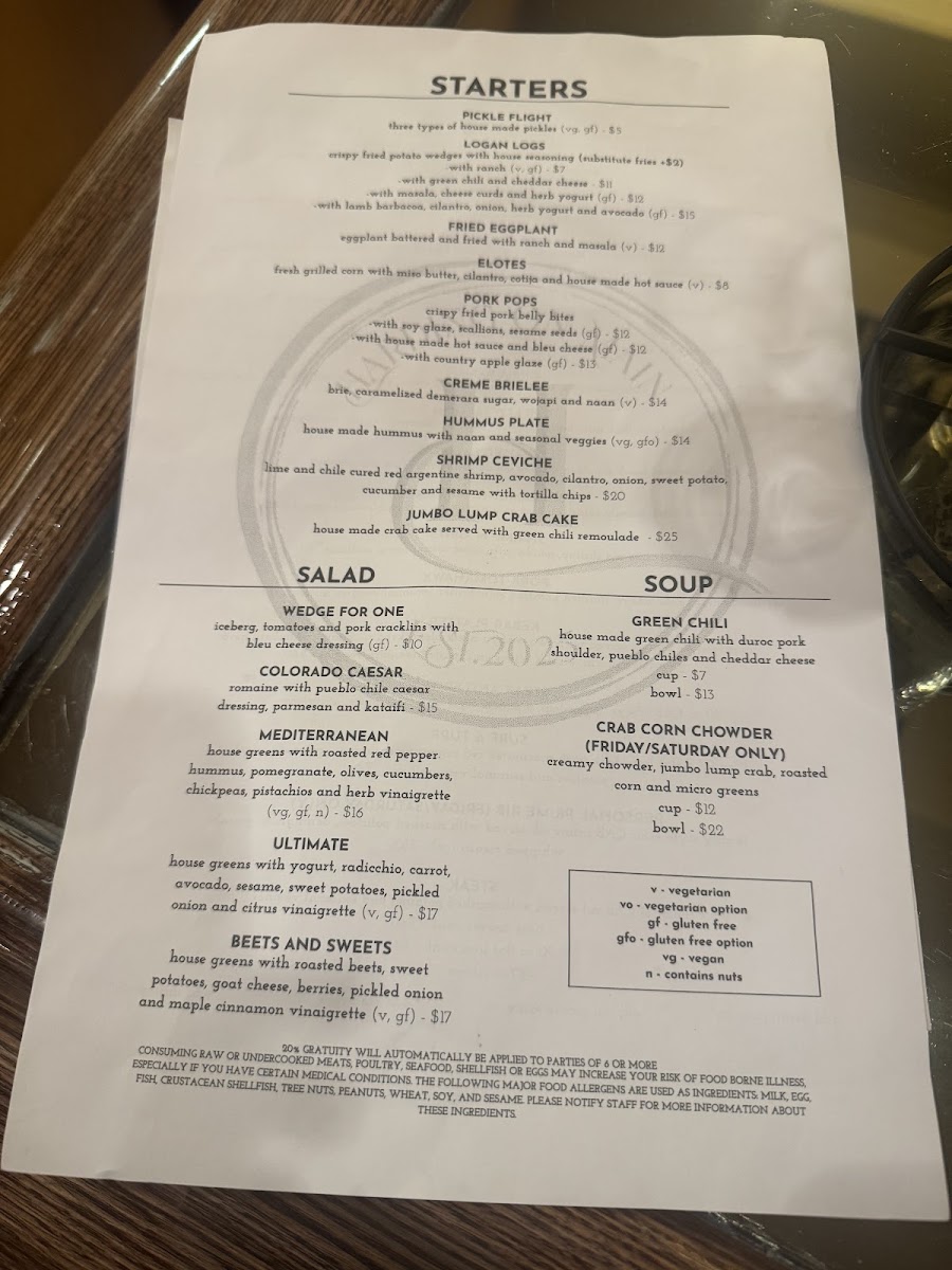 Harding On Main menu board
