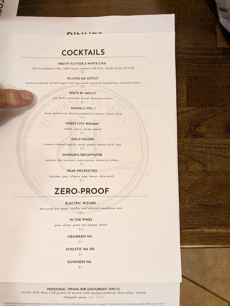 Harding On Main menu board