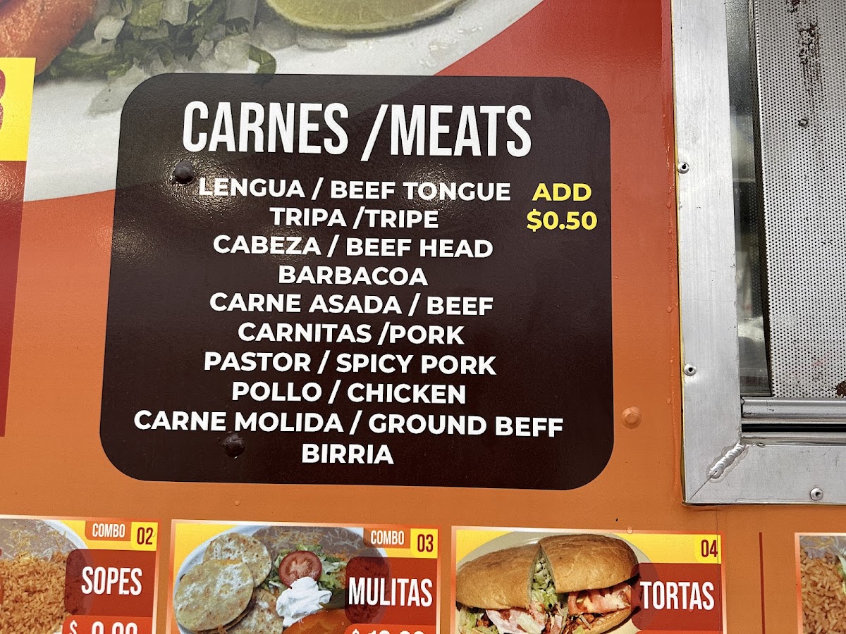 Tacos Jalisco #4 Food Truck menu board