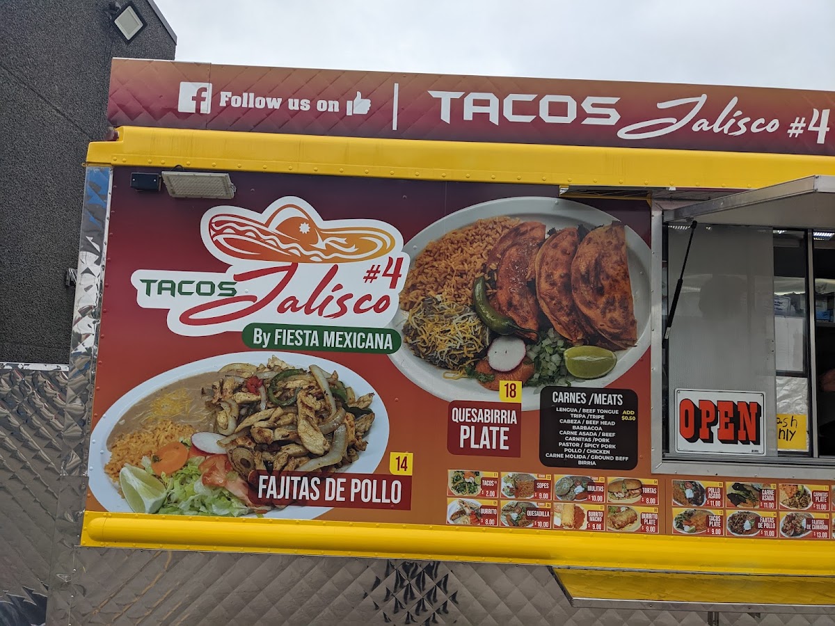 Tacos Jalisco #4 Food Truck menu board