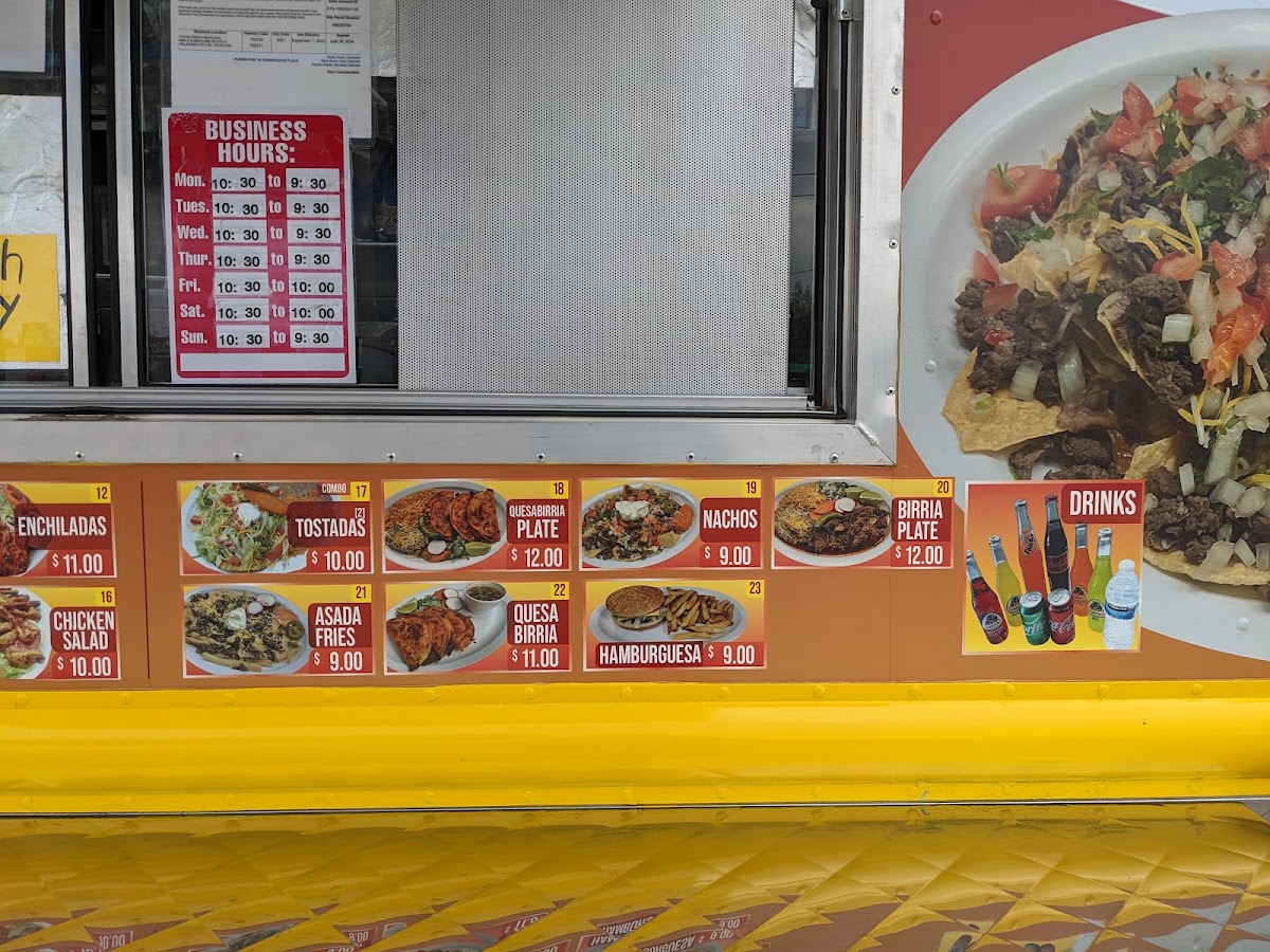 Tacos Jalisco #4 Food Truck menu board