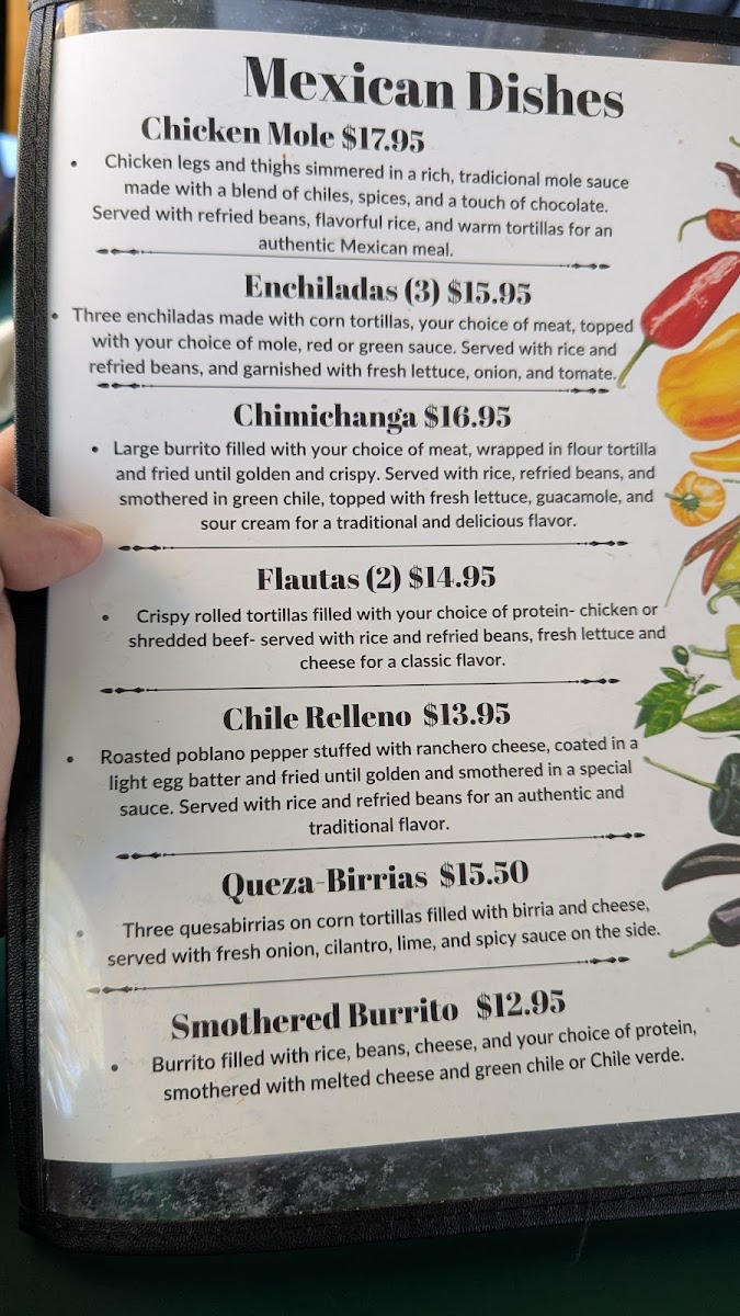 Chiles y Milagros menu board