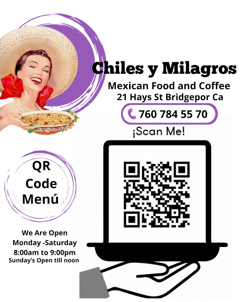 Chiles y Milagros menu board